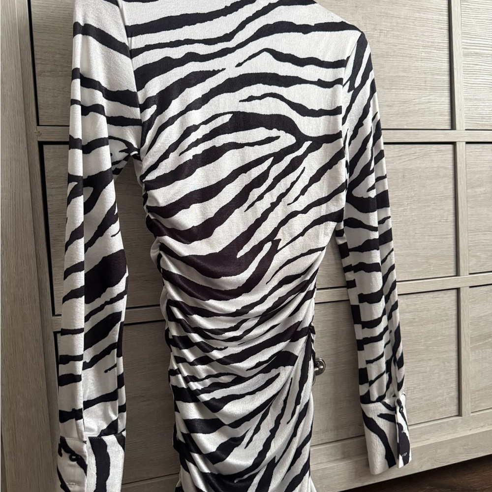 Zebra Print Ruched Dress - Picture 4 of 4
